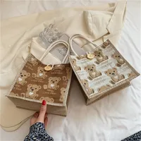 Little Bear Linen Handbag Women's Going Out Handbag  Internet Celebrity Ins New Style Small Satchel Fashionable Shoulder Bag For Students main image 3