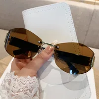 Basic Streetwear Geometric PC UV400 Protection Oval Frame Frameless Glasses main image 1
