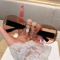 Basic Streetwear Geometric PC UV400 Protection Oval Frame Frameless Glasses main image 3
