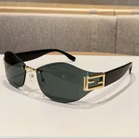 Basic Streetwear Geometric PC UV400 Protection Oval Frame Frameless Glasses sku image 2