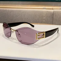 Basic Streetwear Geometric PC UV400 Protection Oval Frame Frameless Glasses sku image 5