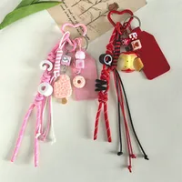 Dopamine Biscuit Miu Style Bag Pendant Girl's Heart Color Braided Rope Creative Schoolbag Keychain All-match Style main image 2