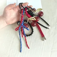 Explosions Miu Style Woven Rope Exquisite Simulation Cherry Fruit Cherry Bag Pendant Keychain Pendant main image 2