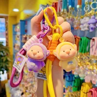 1 Piece Cartoon Style Cute Animal Cartoon Character Flocking Soft Glue Spring Ring Trigger Clasp Closure Bag Pendant Keychain main image 1
