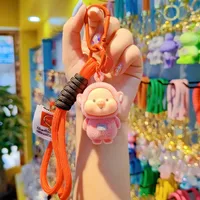 1 Piece Cartoon Style Cute Animal Cartoon Character Flocking Soft Glue Spring Ring Trigger Clasp Closure Bag Pendant Keychain main image 2
