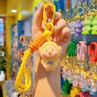 1 Piece Cartoon Style Cute Animal Cartoon Character Flocking Soft Glue Spring Ring Trigger Clasp Closure Bag Pendant Keychain main image 3