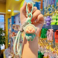 1 Piece Cartoon Style Cute Animal Cartoon Character Flocking Soft Glue Spring Ring Trigger Clasp Closure Bag Pendant Keychain main image 4