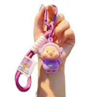 1 Piece Cartoon Style Cute Animal Cartoon Character Flocking Soft Glue Spring Ring Trigger Clasp Closure Bag Pendant Keychain main image 5