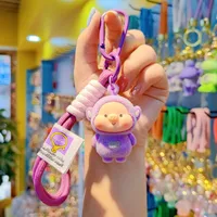1 Piece Cartoon Style Cute Animal Cartoon Character Flocking Soft Glue Spring Ring Trigger Clasp Closure Bag Pendant Keychain sku image 6