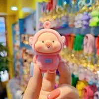 1 Piece Cartoon Style Cute Animal Cartoon Character Flocking Soft Glue Spring Ring Trigger Clasp Closure Bag Pendant Keychain sku image 2
