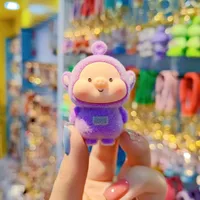 1 Piece Cartoon Style Cute Animal Cartoon Character Flocking Soft Glue Spring Ring Trigger Clasp Closure Bag Pendant Keychain sku image 3