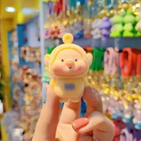 1 Piece Cartoon Style Cute Animal Cartoon Character Flocking Soft Glue Spring Ring Trigger Clasp Closure Bag Pendant Keychain sku image 4