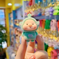 1 Piece Cartoon Style Cute Animal Cartoon Character Flocking Soft Glue Spring Ring Trigger Clasp Closure Bag Pendant Keychain sku image 5