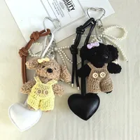 Creative Cute Plush Puppy Bean Dog Keychain Couple Hanging Bag Pendant Dressing Bear Hanging Wholesale main image 3