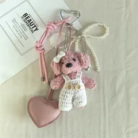 Creative Cute Plush Puppy Bean Dog Keychain Couple Hanging Bag Pendant Dressing Bear Hanging Wholesale sku image 2