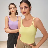[Yong En Same Style] Autumn And Winter New Sports Underwear Women's Asymmetric Shoulder Strap Yoga Clothing Vest Fixed Cup main image 1