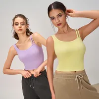 [Yong En Same Style] Autumn And Winter New Sports Underwear Women's Asymmetric Shoulder Strap Yoga Clothing Vest Fixed Cup main image 2