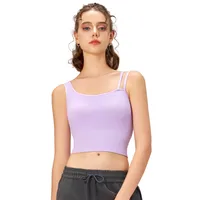 [Yong En Same Style] Autumn And Winter New Sports Underwear Women's Asymmetric Shoulder Strap Yoga Clothing Vest Fixed Cup main image 4