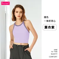 Autumn And Winter New Contrast Color High Elastic Sports Underwear Women's Shockproof Fitness Bra Yoga Clothing Vest Fixed Cup sku image 5