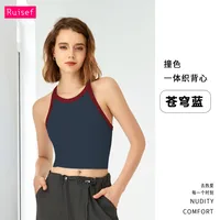 Autumn And Winter New Contrast Color High Elastic Sports Underwear Women's Shockproof Fitness Bra Yoga Clothing Vest Fixed Cup sku image 7