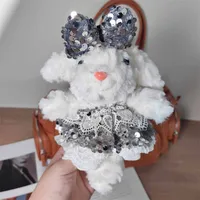 Xiaohongshu Popular White Lop-Eared Rabbit Plush Doll Pendant With Lanyard Birthday Gift Bag Pendant Wholesale sku image 9