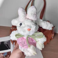 Xiaohongshu Popular White Lop-Eared Rabbit Plush Doll Pendant With Lanyard Birthday Gift Bag Pendant Wholesale sku image 3