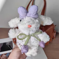 Xiaohongshu Popular White Lop-Eared Rabbit Plush Doll Pendant With Lanyard Birthday Gift Bag Pendant Wholesale sku image 4