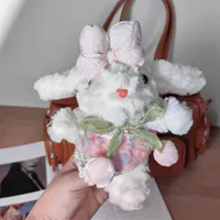 Xiaohongshu Popular White Lop-Eared Rabbit Plush Doll Pendant With Lanyard Birthday Gift Bag Pendant Wholesale sku image 5