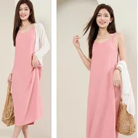 [Little Red Riding Book Same Style] Chiba Pleated Slip Skirt Women's Slimming Dress Summer Elegant Outer Wearing Base Midi Skirt main image 2