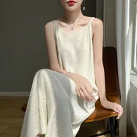 [Little Red Riding Book Same Style] Chiba Pleated Slip Skirt Women's Slimming Dress Summer Elegant Outer Wearing Base Midi Skirt sku image 5