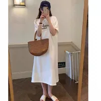 New Casual Short-sleeved Women's Retro Cartoon T-shirt Summer Loose Mid-length Over-the-knee Dress main image 3