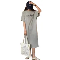 New Casual Short-sleeved Women's Retro Cartoon T-shirt Summer Loose Mid-length Over-the-knee Dress main image 5