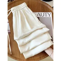 New Chinese Style Imitation Acetic Acid Wide Leg Pants Women's Summer Satin Pants Jacquard Chinese Thin New Casual Straight Pants main image 1