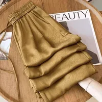 New Chinese Style Imitation Acetic Acid Wide Leg Pants Women's Summer Satin Pants Jacquard Chinese Thin New Casual Straight Pants main image 2