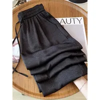 New Chinese Style Imitation Acetic Acid Wide Leg Pants Women's Summer Satin Pants Jacquard Chinese Thin New Casual Straight Pants main image 3