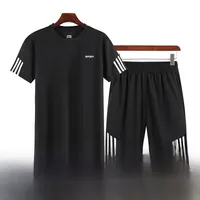 Sports Quick-drying Suit Two-piece Suit Men's Short-sleeved Casual Wear Running Suit Summer Quick-drying T-shirt 1801 main image 4