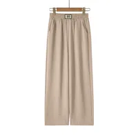 Summer New Ice Silk Wrinkled Wide Leg Pants High Waist Women's Casual Pants Loose Straight Leg Pants Thin Cropped Pants main image 3