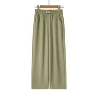 Summer New Ice Silk Wrinkled Wide Leg Pants High Waist Women's Casual Pants Loose Straight Leg Pants Thin Cropped Pants main image 5