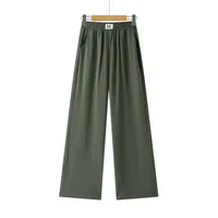 Summer New Ice Silk Wrinkled Wide Leg Pants High Waist Women's Casual Pants Loose Straight Leg Pants Thin Cropped Pants sku image 18