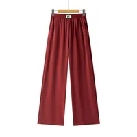 Summer New Ice Silk Wrinkled Wide Leg Pants High Waist Women's Casual Pants Loose Straight Leg Pants Thin Cropped Pants sku image 15