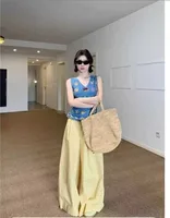 Contrast Black And White Plaid Wide Leg Pants Women's Hanging Loose Drawstring Loose High Waist Casual Pants Pink Wide Leg Pants sku image 5