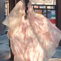 Elegant Heavy Industry Simi-Dye Printed Waisted Slimming Ruffled Slip Skirt Women's Summer Fairy Cardigan Suit Two-piece Set main image 4