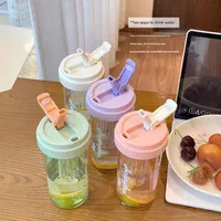 High Temperature Resistant Water Cup Girls New High Color Value Sippy Cup Student Portable Tea Water Separation Plastic Cup Coffee Cup main image 2