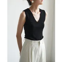 Camisole Women's Spring And Autumn Knitwear V-Neck Sleeveless Suit With Base Shirt Fashionable Stylish Ice Silk Top sku image 7