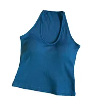 Explosions 298# Hanging Neck U Collar Tibetan Blue Camisole Women With Chest Pad I-back Autumn And Winter With A Base Coat main image 5