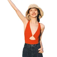 Hong Kong-style Swimsuit Women's Vintage Slim-fit Sexy Backless Neck Belly-covering Slim Sling  Ins Swimsuit main image 3