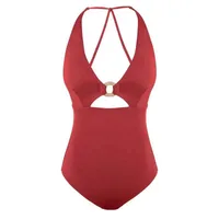 Hong Kong-style Swimsuit Women's Vintage Slim-fit Sexy Backless Neck Belly-covering Slim Sling  Ins Swimsuit sku image 1