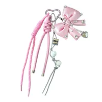 Dopamine Color Miu Style Bag Charm Girly Heart Bowknot Beaded Keychain Backpack Small Pendant main image 5