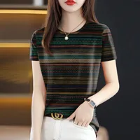 Wholesale  New Summer Explosions Ladies T-shirt Slim Belly Cover Round Neck Fashion Short Sleeve A Generation Of Hair sku image 5