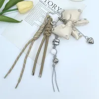 Dopamine Color Miu Style Bag Charm Girly Heart Bowknot Beaded Keychain Backpack Small Pendant sku image 4